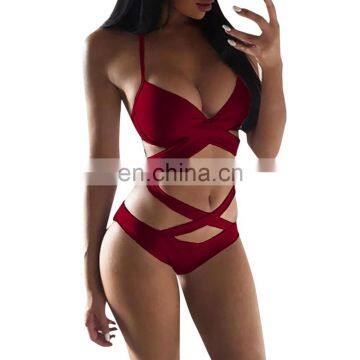 2020 new style customised Sexy cross bandage split swimsuit