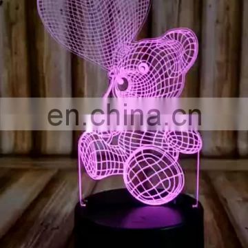 3D Illusion LED Acrylic Night Light 7 Colors Changing Touch USB Table Lamp for Holiday Gifts Home Decorations