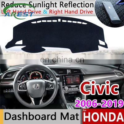 for Honda Civic 8 9 10 2006~2019 Anti-Slip Mat Dashboard Cover Pad Sunshade Dashmat Protect Car Carpet Accessories FB FK FA FD
