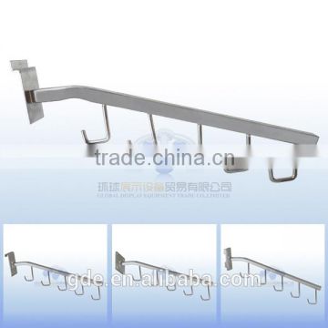 5 hooks metal chrome slatwall display accessories