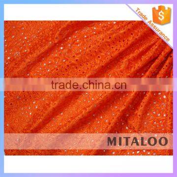 Mitaloo MSL0385 Best Quality Lace Fabric African Cotton Dry Lace Orange Polish Lace