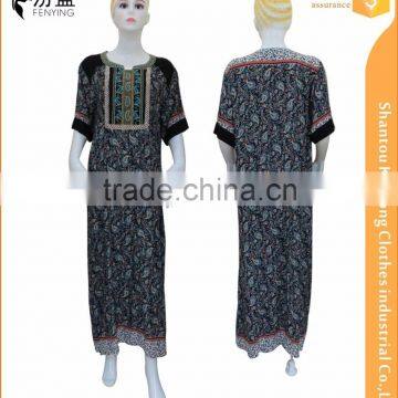 100%rayaon Lady Maxi Islamic Muslim Kaftan Abaya Long dress with embroidery