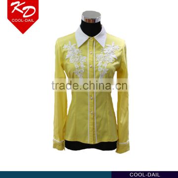 wholesale fashion shirts for women long sleeve blouses white collar girls shirts with flower