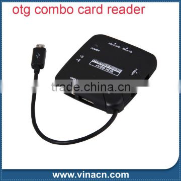3ports Micro USB OTG Hub Combo Card Reader for Micro Phone Samsung Sony