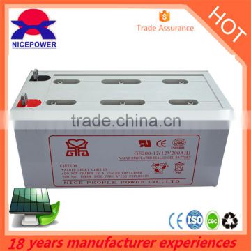 Rechargeable gel batteries 12v maintenance free 200ah solar battery