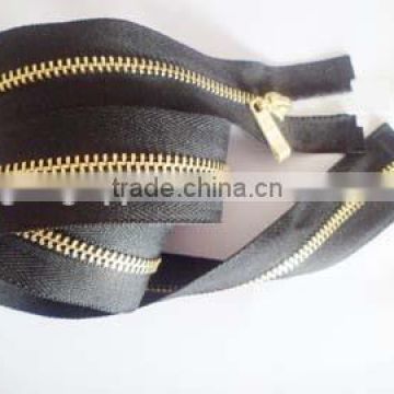 3# gold brass zipper open end zipper with auto-lock fancy slider zipper jacket zipper