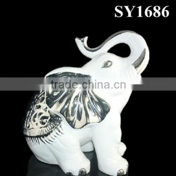 Isolate the silver plating white ceramic elephant home decoration                        
                                                Quality Choice