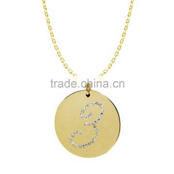14k Yellow Gold Plating Collection In Number '3' Customize Design Pendants