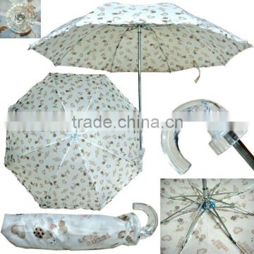 strong mini transparent handle lady pocket umbrella with flower edge