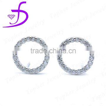 925 sterling silver simple stud earring with zircon