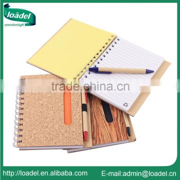 Printing wooden pattern cover eco friendly notebook with pen