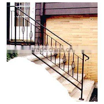 wrought iron handrail with spiral newel
