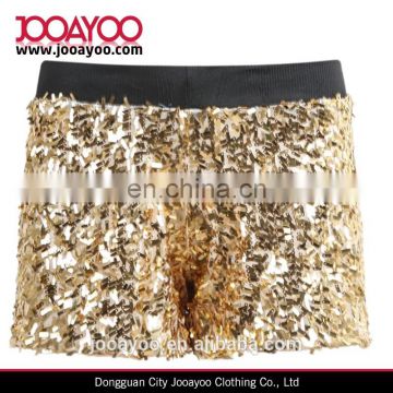 Fashion Women Ladies Gold Sequined Straight Short Pants