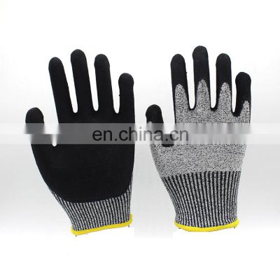 13 Gauge Cut Resistant Level 5 Gloves Sandy Nitrile Coated Working Gloves
