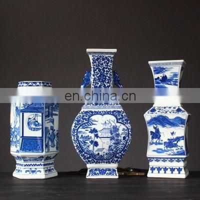 blue and white porcelain hand painted ceramics vase for home decor