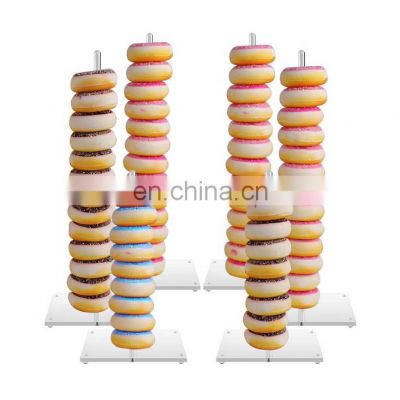 Amazon hot sell donut display 5pcs per set clear acrylic donut stands