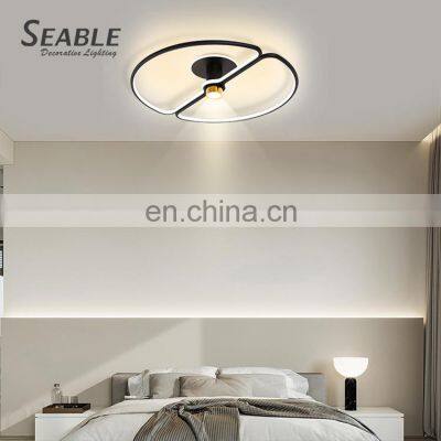 Unique Style Fashion Decoration Indoor Aluminum Bedroom Living Room Modern LED Black Ceiling Light