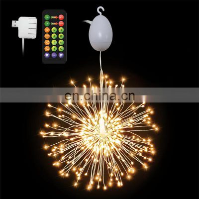 New Motor Rotation Led Starburst Light Remote Control 8 Function Copper Wire Led Firework Light For Christmas Decoration