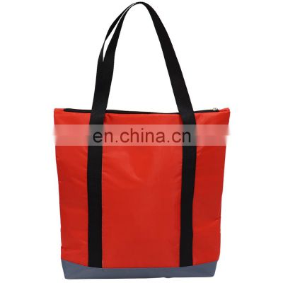 High Quality Custom Zipper Pocket Outdoor Beach Picnic Storage Food Cans Folding Tote Insulated Cooler Shopping Bag