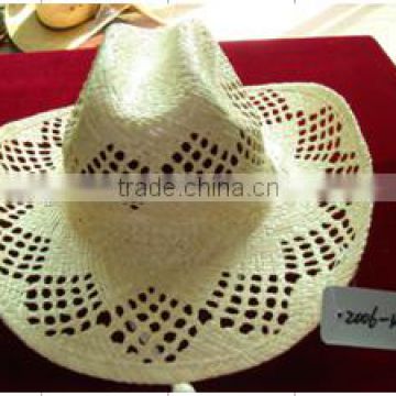raffia straw hats with hollowed-out rhombus design