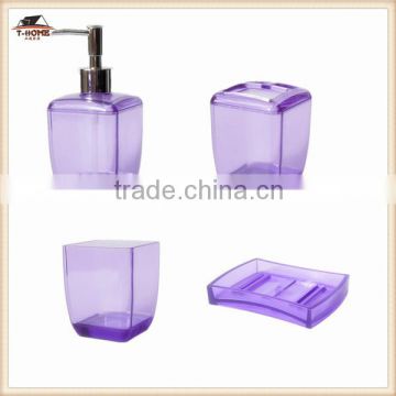 4 piece Purple plastic China bathroom accessory factory