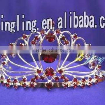 mini new designe red rhinestone crown tiara