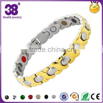 newly design adjustable bracelet with health element in Stainless steel silver gold bangles