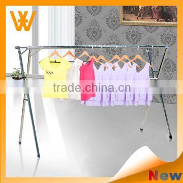 2015 double-pole movable stainless steel+plastic extendable telescopic clothes hanger