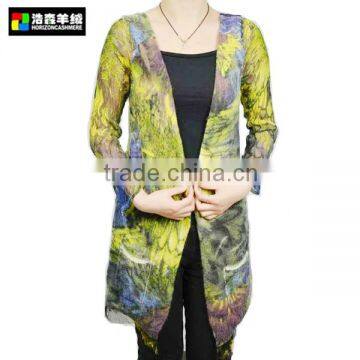 Women Long Cashmere Cardigan, Full Print Long Cardigan