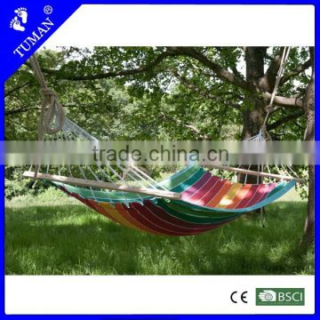 China Ningbo Portable Single Spreader Bar Cotton Woven Hammock