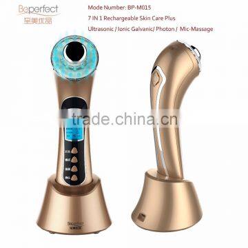 Beperfect BP-0153 Anti aging 3 Color 5 in1 U Galvanic Ion Photon Facial Massager 3Mhz Skin Care