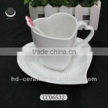 ceramic heart shaped tea cup and saucer