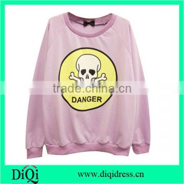 DANGER Skull Print Pink jersey Sweatshirt women clothing vendor