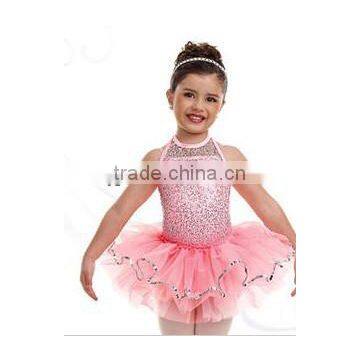 Professional pink ballet- floral outfits kid cute ruffle skirt- new year show