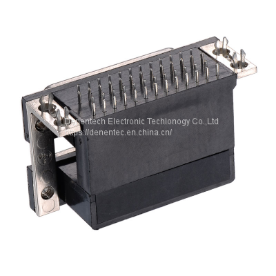 Denentech Right Angle Dual Port DR 25 Female To DR 25 Female D-SUB Connector