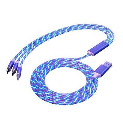 Hot Selling Illuminated cable LED USB Charging Line 1m Mobile Phone Led Light Flowing Charging Cable PVC Streamer Data Line