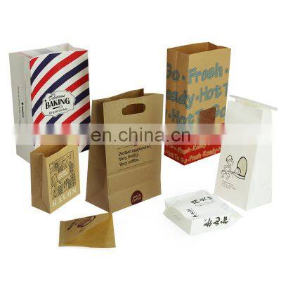 custom recycled paper bags flat bottom fast food fried chicken food kraft paper bag with your own logo