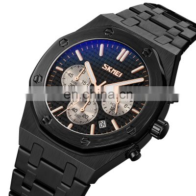 skmei 9296 Men Watch Stainless Steel Glamour Luxury Watch horloges Custom Logo Quartz Men Black Watch