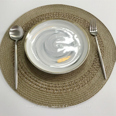 Wholesale 38 cm Popular Brown Colored Round Woven Table Place Mat For Wedding Table Decoration