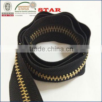 Metal zipper roll with gold brass teeth for sale cheap