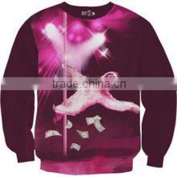 100% Polyester Pullover Crew Neck Sublimated Purple Sweat Shirt