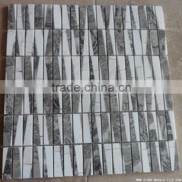 Mixed color polished marble mosaic with Mesh back