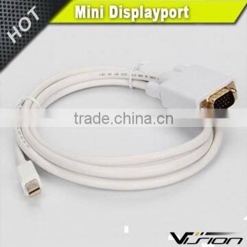 Mini DisplayPort to VGA Adapter Cable - 6Feet Black white Gold-Plated (Thunderbolt Compatible) MALE to MALE