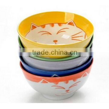 High quality Lovely Maneki Neko porcelain ceramic rice bowl