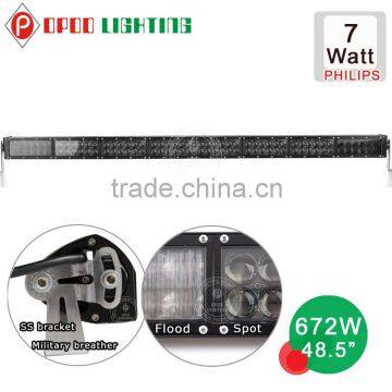 Super high power 7w straight 48.5" 672w led light bar