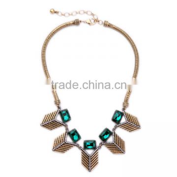 Cheap Wholesale Jewelry 2016 Latest Design Vintage Multiple Pendants Necklace Green Stone Pendant Necklace
