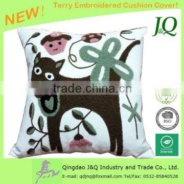 Terry Embroidered Dog Cushion Covers