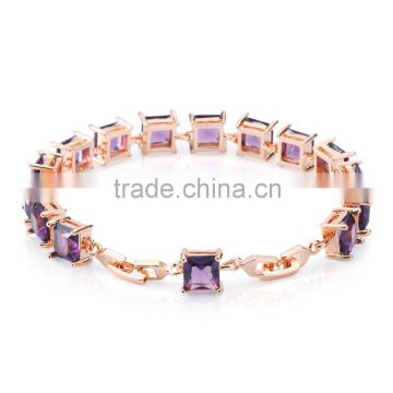 2016 Wedding jewelry women's 18k gold plated fashion bracelet, new coming handmade fashion purple crystal bracelet