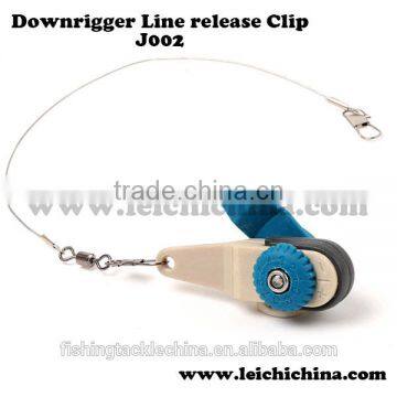 Sea fishing trolling downrigger release clip