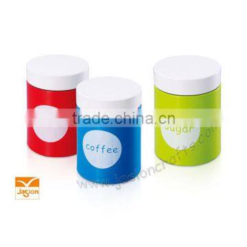 round metal bin with plastic cover for tea & coffee Canister wholesale